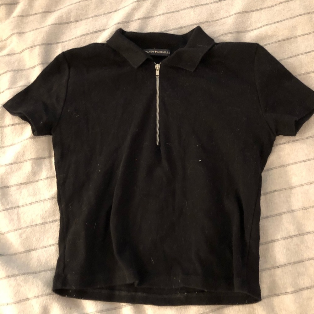 Black brandy Melville zip up tee